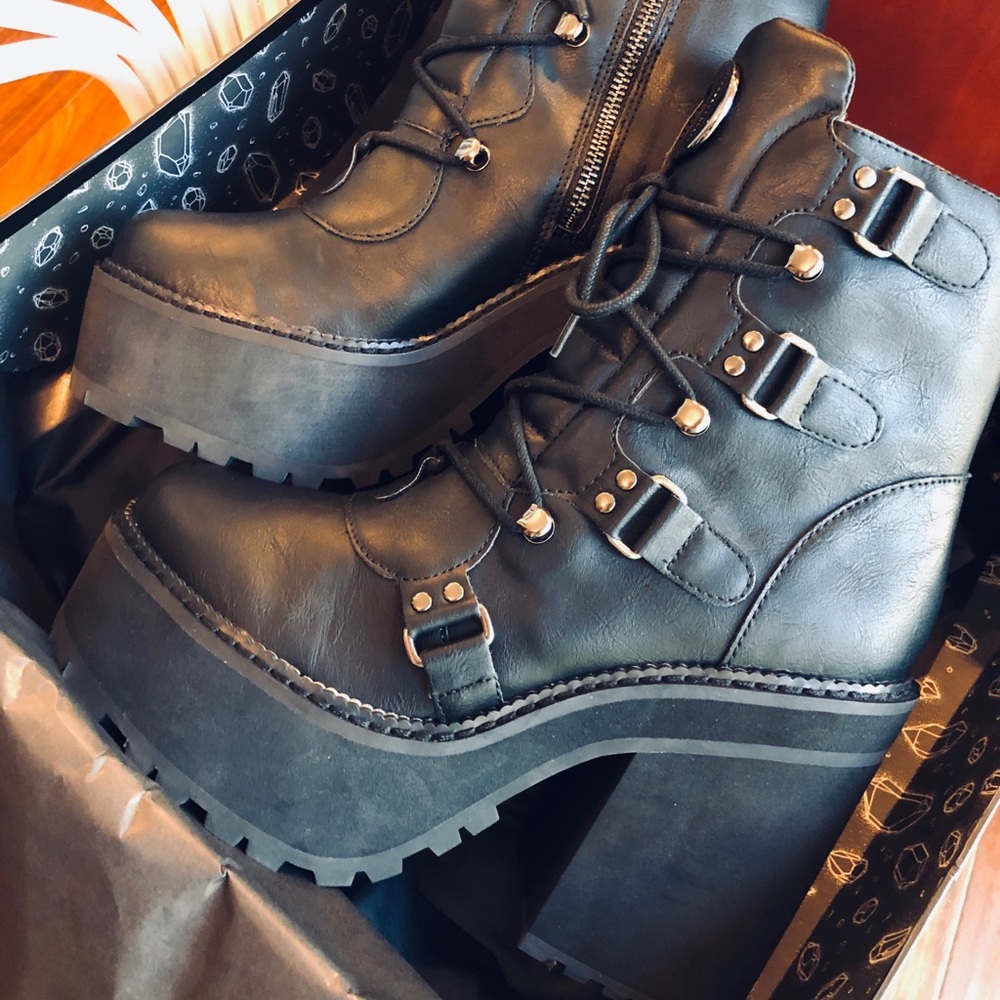 KILLSTAR Broom Rider Boots Punk Goth Platform Shoe - Picture 6 of 8